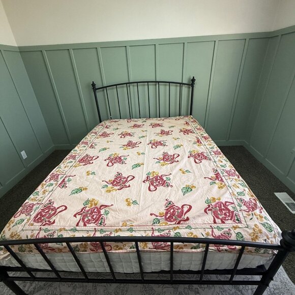 April Cornell Cotton Tablecloth Rectangle Rose Floral Print Peach Yellow Green - Picture 6 of 10